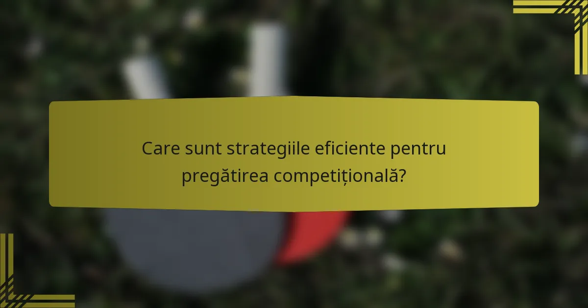 Care sunt strategiile eficiente pentru pregătirea competițională?