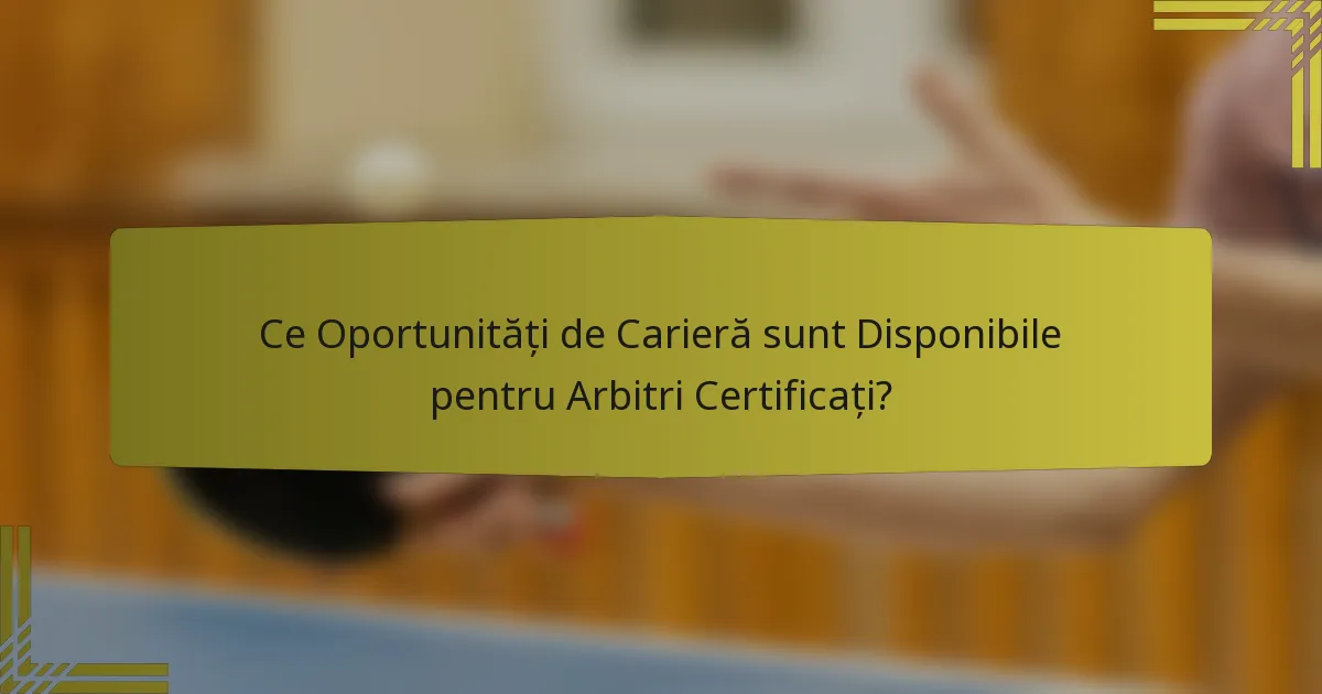 Ce Oportunități de Carieră sunt Disponibile pentru Arbitri Certificați?