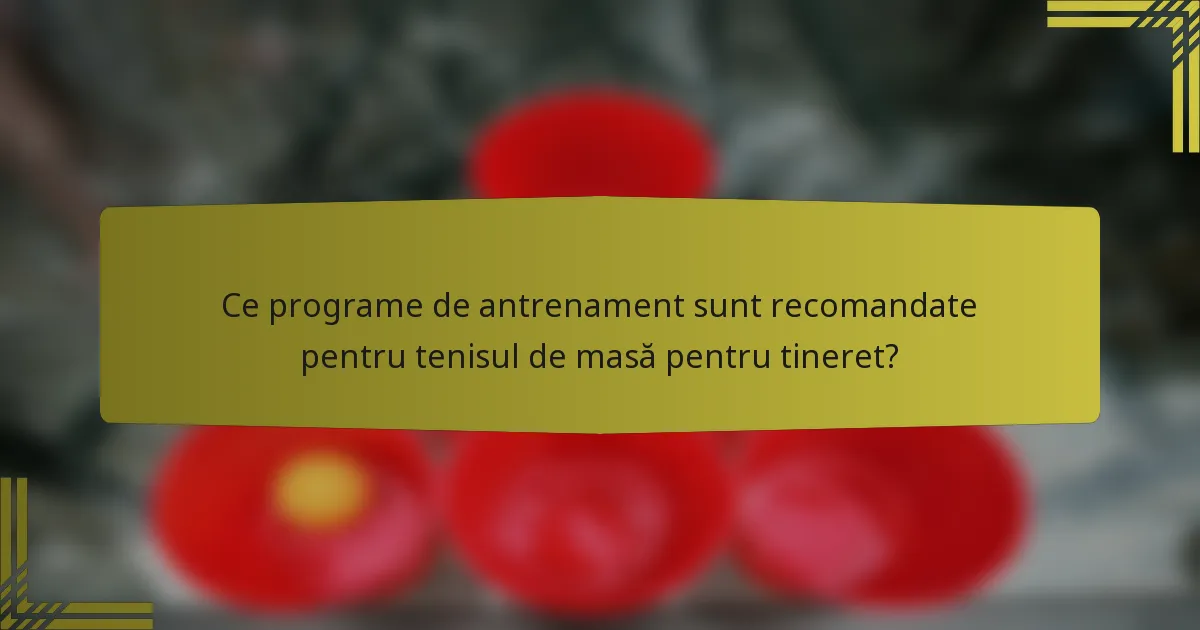 Ce programe de antrenament sunt recomandate pentru tenisul de masă pentru tineret?