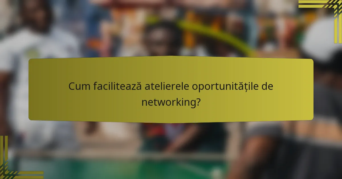 Cum facilitează atelierele oportunitățile de networking?
